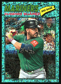 Eugenio Suárez 2026 Topps Heritage #29 Chrome Aqua Sparkle Refractors
