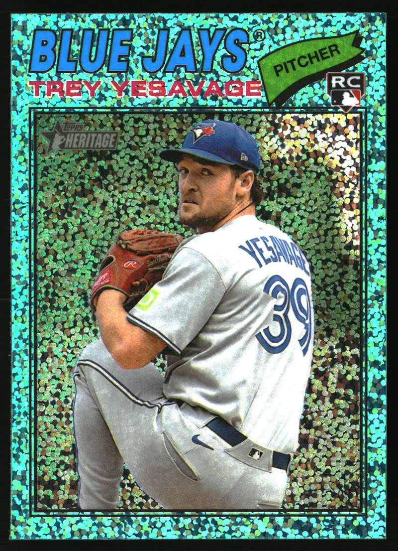 Trey Yesavage 2026 Topps Heritage #245 Chrome Aqua Sparkle Refractors RC