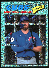 Michael Busch 2026 Topps Heritage #305 Chrome Aqua Sparkle Refractors