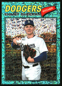 Emmet Sheehan 2026 Topps Heritage #178 Chrome Aqua Sparkle Refractors