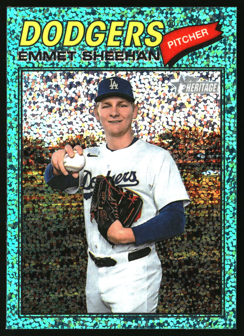 Emmet Sheehan 2026 Topps Heritage #178 Chrome Aqua Sparkle Refractors