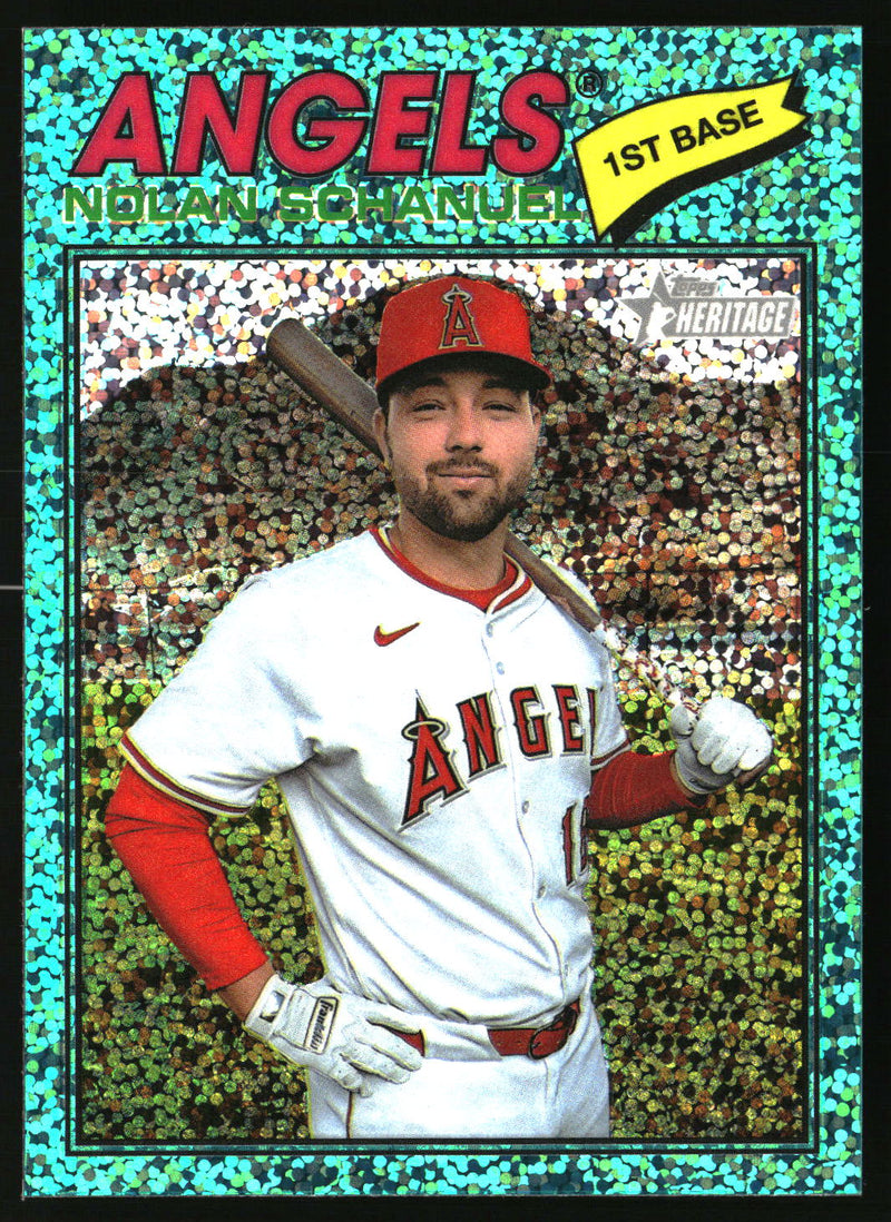 Nolan Schanuel 2026 Topps Heritage #117 Chrome Aqua Sparkle Refractors