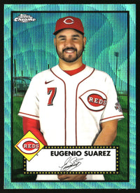 Eugenio Suarez 2021 Topps Chrome Platinum Anniversary #216 Aqua Wave Refractor