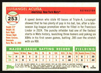 Luisangel Acuña 2025 Topps Chrome Platinum #253 Refractors RC