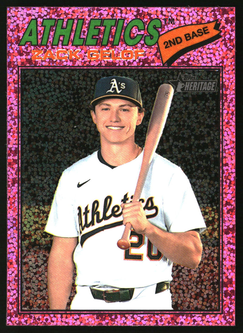 Zack Gelof 2026 Topps Heritage #186 Chrome Pink Sparkle Refractors