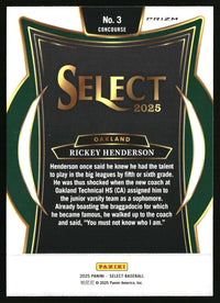 Rickey Henderson 2025 Panini Select #3 Silver Prizms