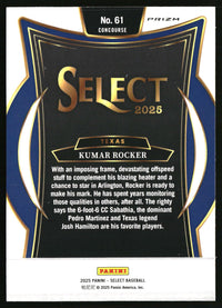 Kumar Rocker 2025 Panini Select #61 Silver Prizms RC