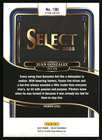 Juan Gonzalez 2025 Panini Select #190 Silver Prizms