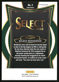 Rickey Henderson 2025 Panini Select #3 Silver Prizms