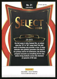 JD Dix 2025 Panini Select #21 Silver Prizms