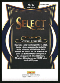 Jackson Chourio 2025 Panini Select #90 Silver Prizms