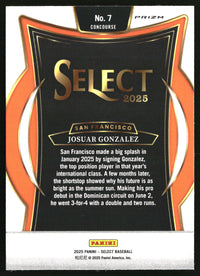 Josuar Gonzalez 2025 Panini Select #7 Silver Prizms