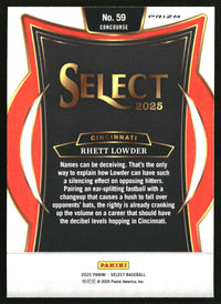 Rhett Lowder 2025 Panini Select #59 Silver Prizms
