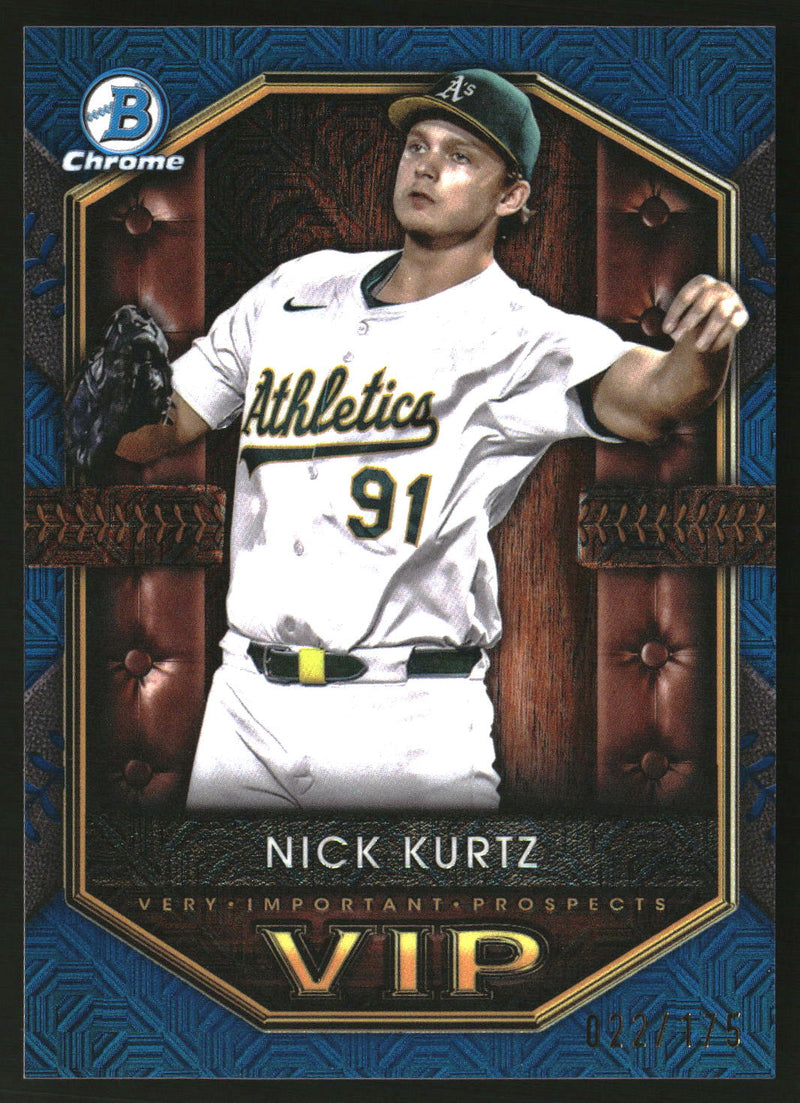Nick Kurtz 2025 Bowman #VIP-2 Very Important Prospects Mojo Navy Refractor SN