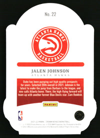 Jalen Johnson 2021-22 Panini Crown Royale #22 Rookie Royalty Purple SN