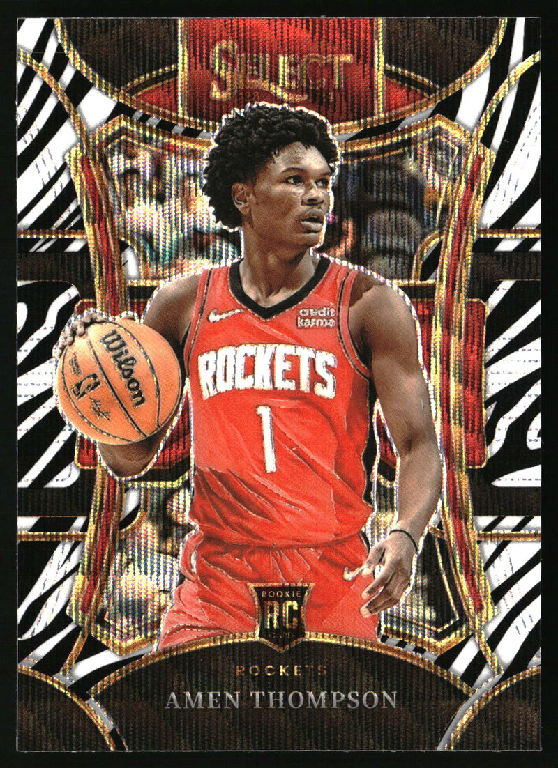 Amen Thompson 2023-24 Panini Select #322 Zebra Prizms RC