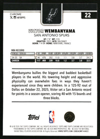 Victor Wembanyama 2025-26 Topps Chrome Update #22 RayWave Refractor
