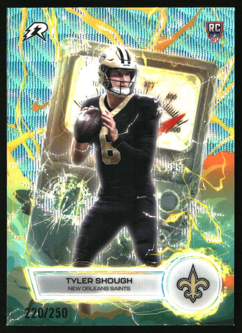 Tyler Shough 2025 Topps Resurgence #VT-3 Voltaic Aqua Surge Refractor SN