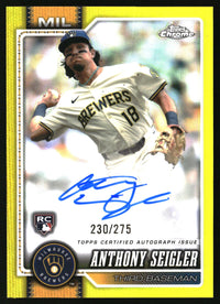 Anthony Seigler 2026 Topps Chrome #RA-AS Rookie Auto Yellow Refractors SN, AU