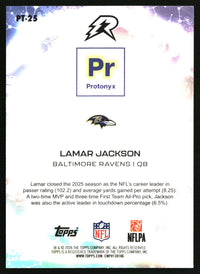 Lamar Jackson 2025 Topps Resurgence #PT-25 Protonyx Crimson Surge Refractor SN
