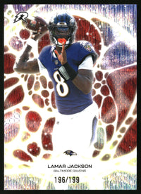Lamar Jackson 2025 Topps Resurgence #PT-25 Protonyx Crimson Surge Refractor SN