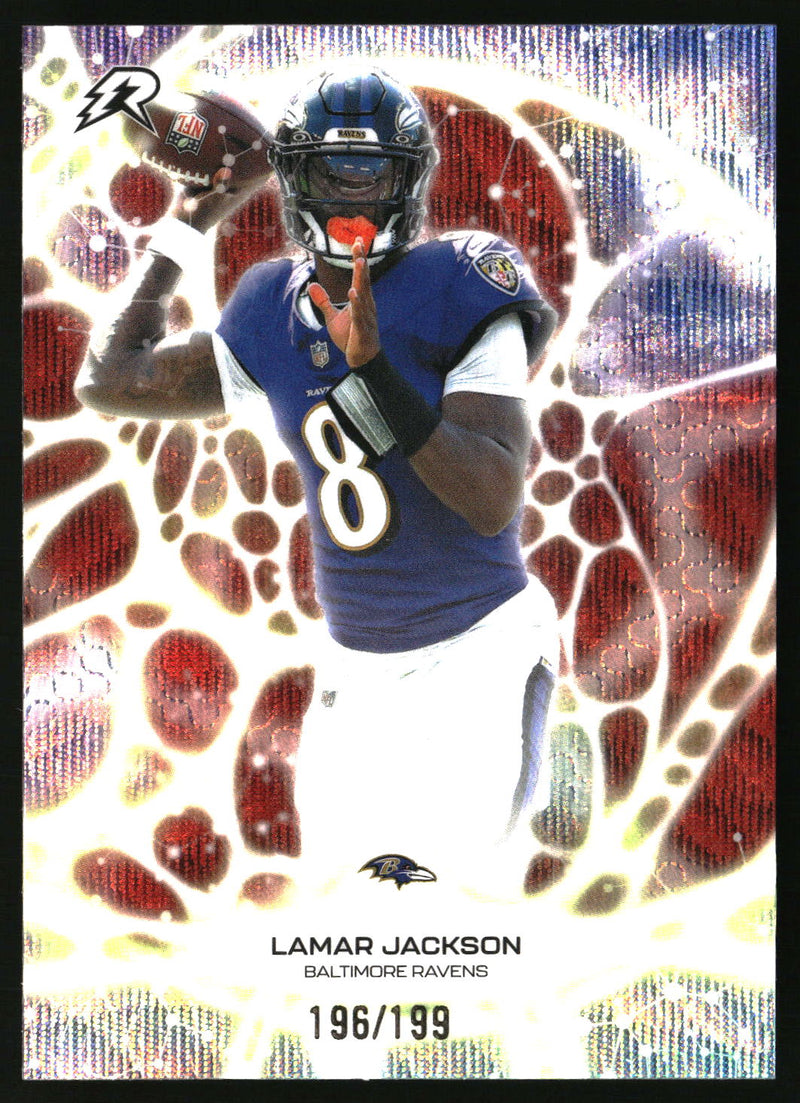 Lamar Jackson 2025 Topps Resurgence #PT-25 Protonyx Crimson Surge Refractor SN