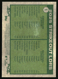 2025 Strikeout Leaders 2026 Topps Heritage #6 Dark Yellow