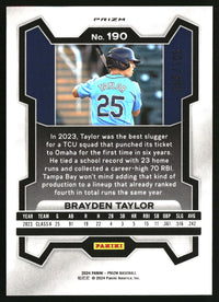 Brayden Taylor 2024 Panini Prizm #190 Blue Prizms SN