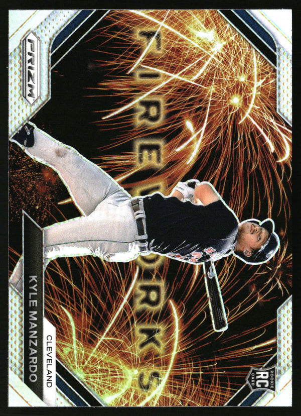 Kyle Manzardo 2024 Panini Prizm #12 Fireworks Silver Prizms