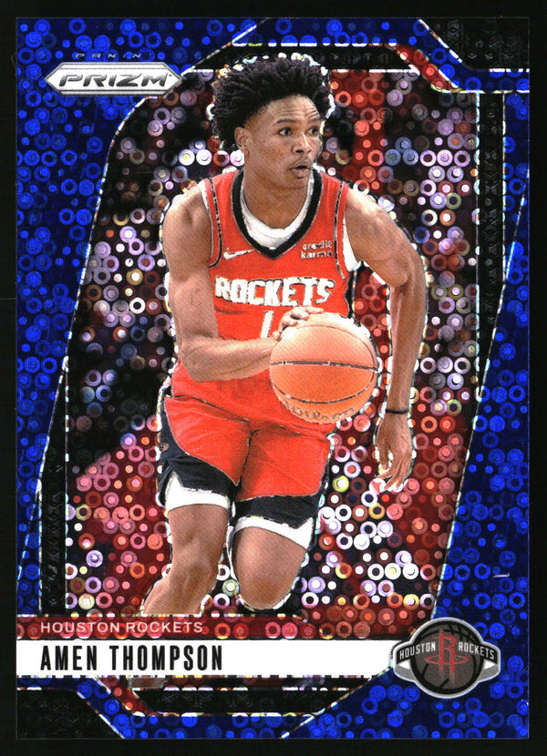 Amen Thompson 2024-25 Panini Prizm #118 Prizms Fast Break Blue SN