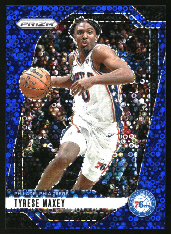 Tyrese Maxey 2024-25 Panini Prizm #96 Prizms Fast Break Blue SN