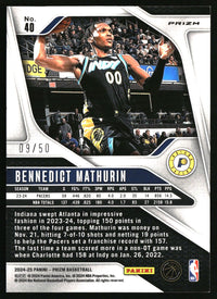 Bennedict Mathurin 2024-25 Panini Prizm #40 Prizms Fast Break Pink SN