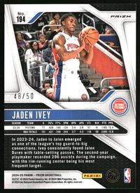 Jaden Ivey 2024-25 Panini Prizm #194 Prizms Fast Break Pink SN