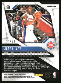 Jaden Ivey 2024-25 Panini Prizm #194 Prizms Fast Break Pink SN