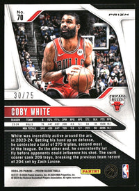Coby White 2024-25 Panini Prizm #70 Prizms Fast Break Purple SN