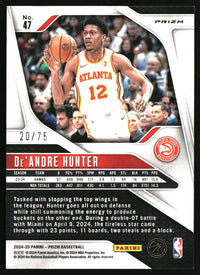 De'Andre Hunter 2024-25 Panini Prizm #47 Prizms Fast Break Purple SN