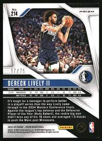 Dereck Lively II 2024-25 Panini Prizm #214 Prizms Fast Break Purple SN
