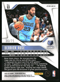 Derrick Rose 2024-25 Panini Prizm #53 Prizms Fast Break Purple SN