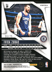 Ivica Zubac 2024-25 Panini Prizm #39 Prizms Fast Break Purple SN
