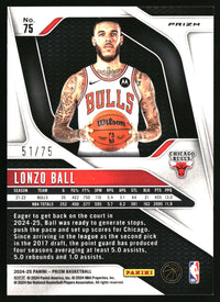Lonzo Ball 2024-25 Panini Prizm #75 Prizms Fast Break Purple SN