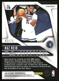 Naz Reid 2024-25 Panini Prizm #176 Prizms Fast Break Purple SN