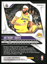 Anthony Davis 2024-25 Panini Prizm #195 Prizms Fast Break Red SN