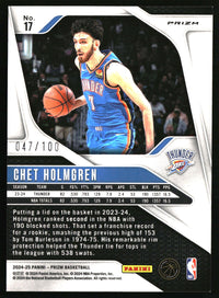 Chet Holmgren 2024-25 Panini Prizm #17 Prizms Fast Break Red SN