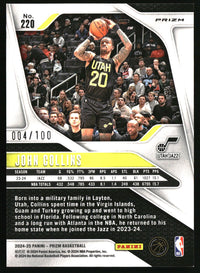 John Collins 2024-25 Panini Prizm #220 Prizms Fast Break Red SN