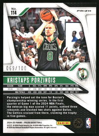 Kristaps Porzingis 2024-25 Panini Prizm #114 Prizms Fast Break Red SN