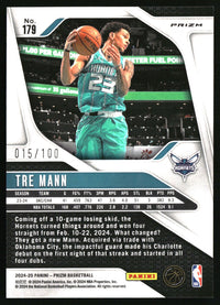 Tre Mann 2024-25 Panini Prizm #179 Prizms Fast Break Red SN