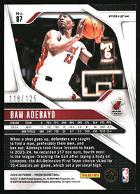 Bam Adebayo 2024-25 Panini Prizm #97 Prizms Fast Break Orange SN