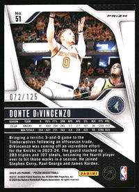 Donte DiVincenzo 2024-25 Panini Prizm #51 Prizms Fast Break Orange SN