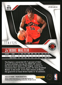 Ja'Kobe Walter 2024-25 Panini Prizm #223 Prizms Fast Break Orange SN