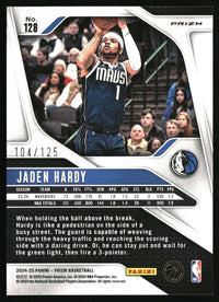 Jaden Hardy 2024-25 Panini Prizm #128 Prizms Fast Break Orange SN